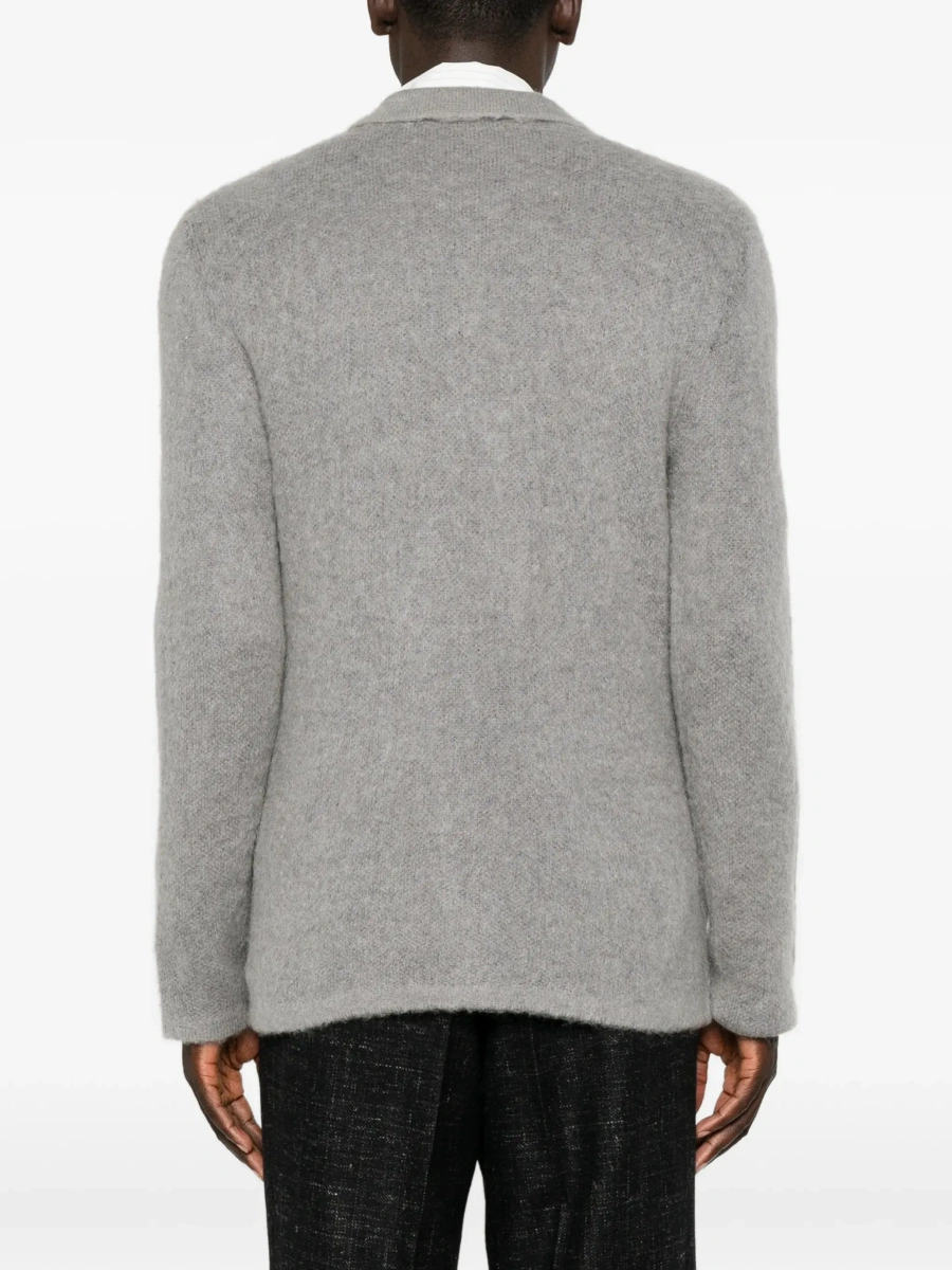 Cardigan grey cardigan with classic collar and brushed effect in wool and mohair Men - Img 6