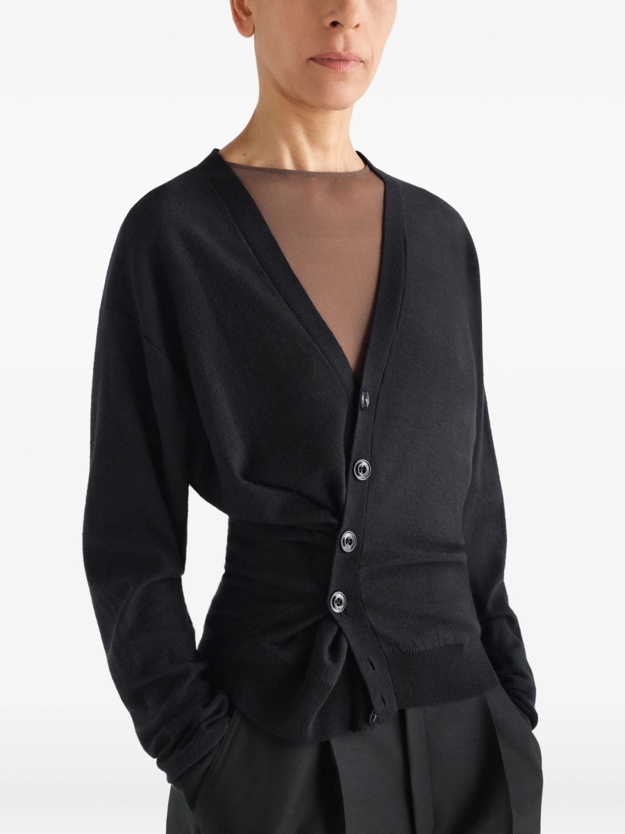Cardigan LEMAIRE negru din lana si acrilic - Img 3