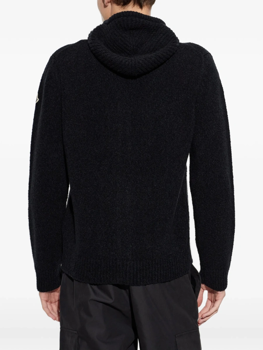 Cardigan Moncler negru din lana si nylon - Img 4