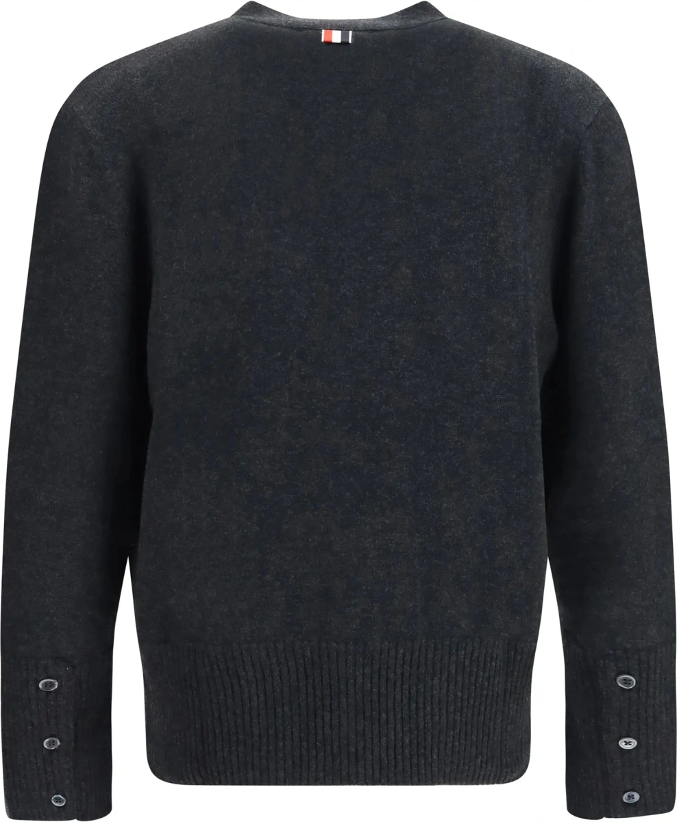 Cardigan Thom Browne gri din lana virgina - Img 2