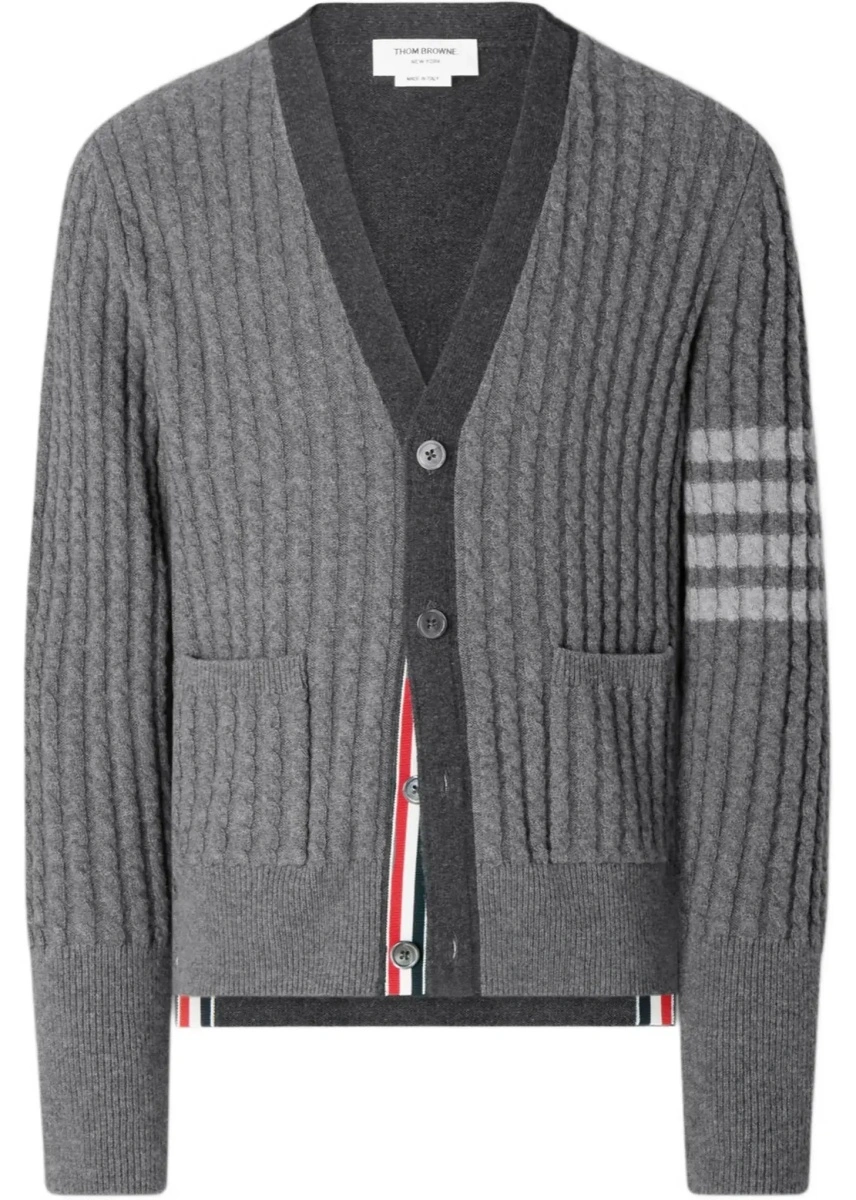 Cardigan Thom Browne gri din lana virgina - Img 8