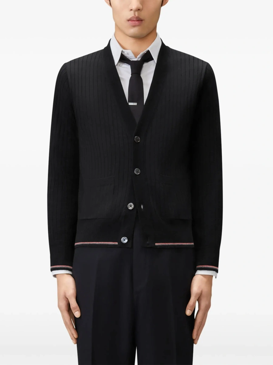 Cardigan Thom Browne negru din lana merinos - Img 5