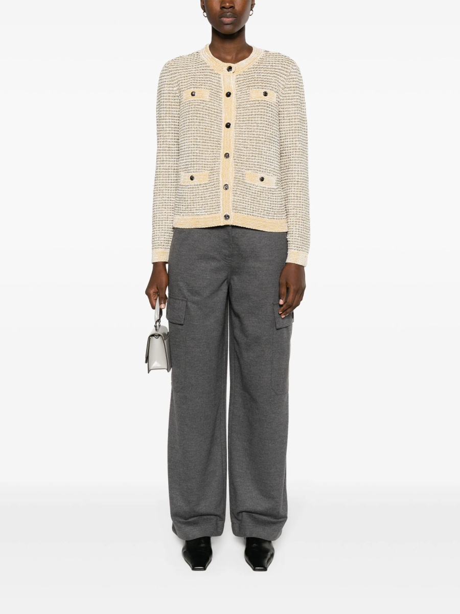 Cardigan Tory Burch neutru din fibre metalice si vascoza - Img 2
