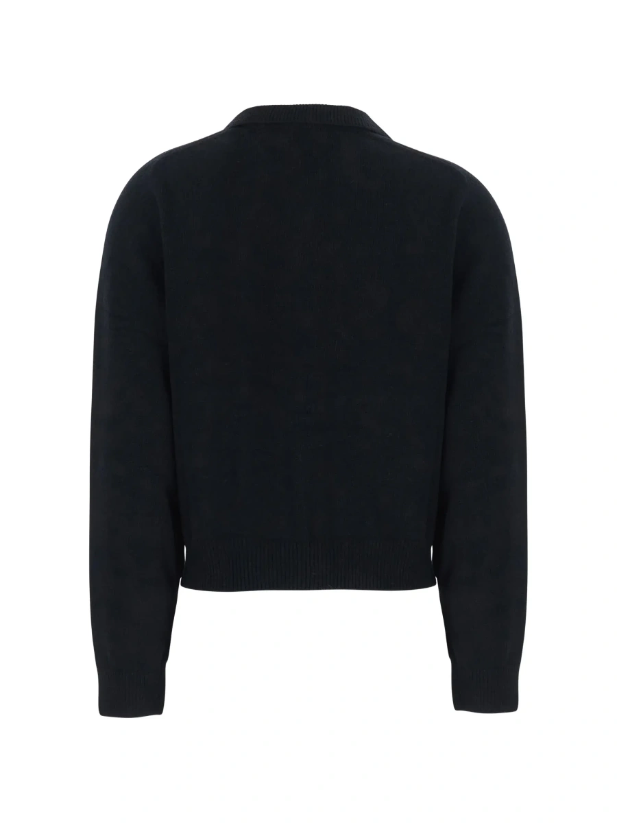 Cardigane Black cardigan with classic collar in wool and cashmere blend for women - Img 4