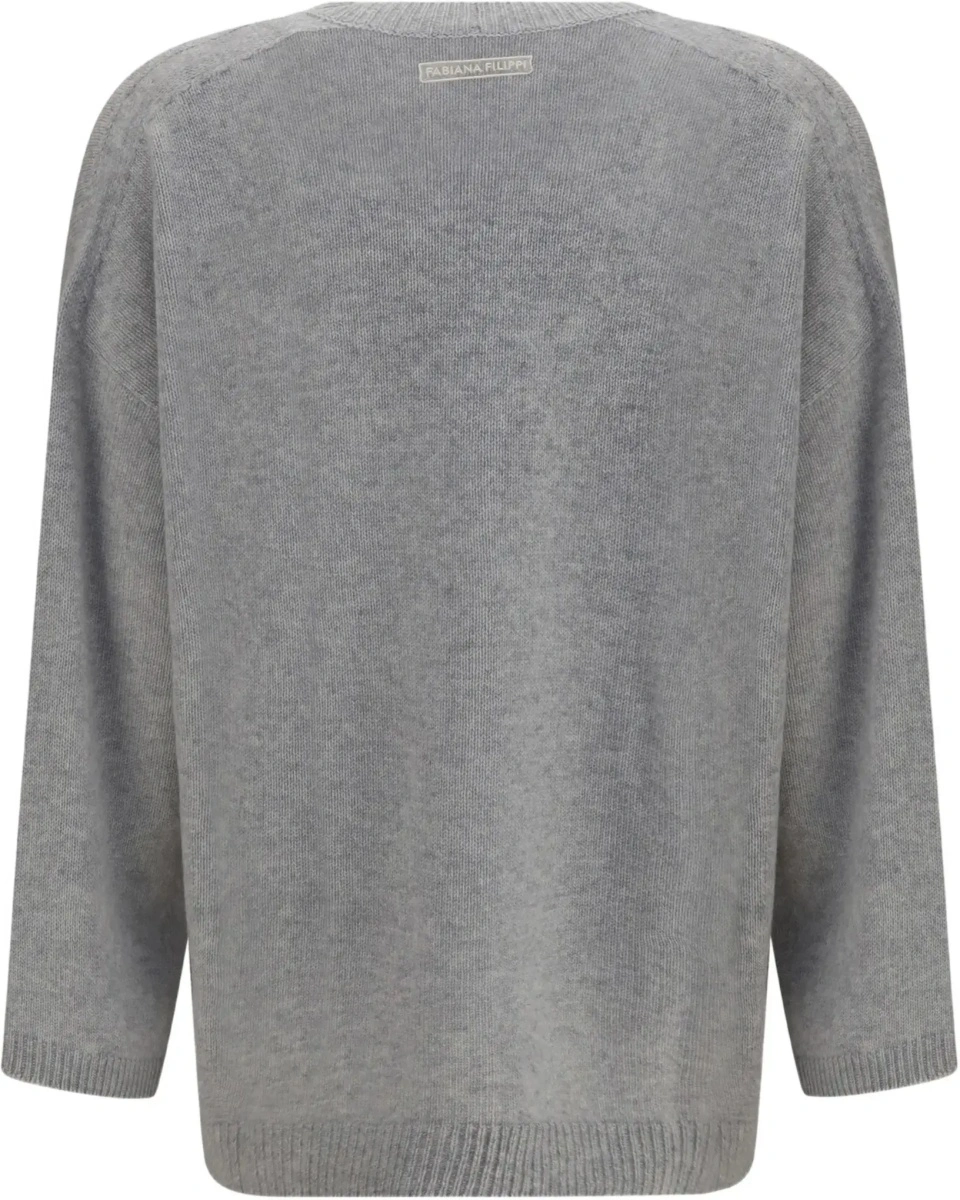 Cardigane Cashmere Cardigan with V-neck and knot button - Img 4