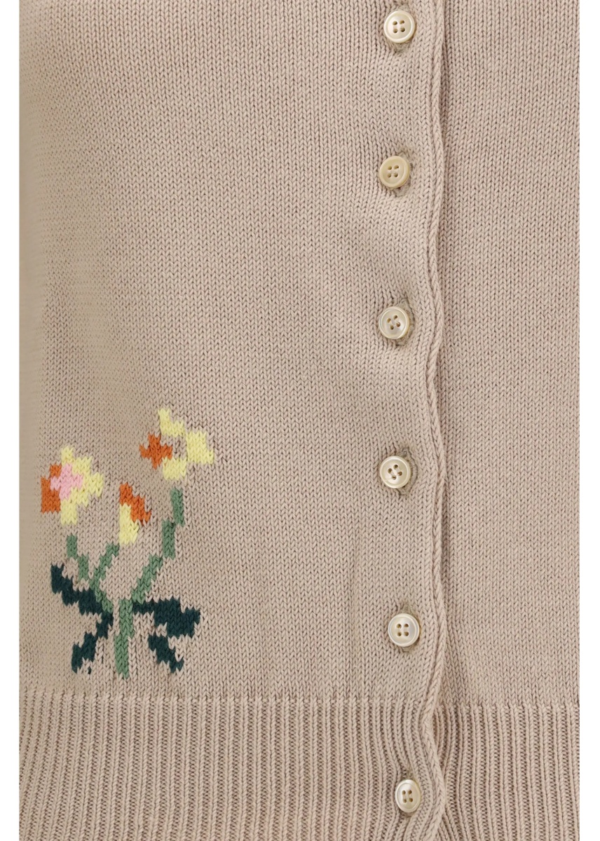 Cardigane Cotton knit Cardigan with intarsia - Img 3