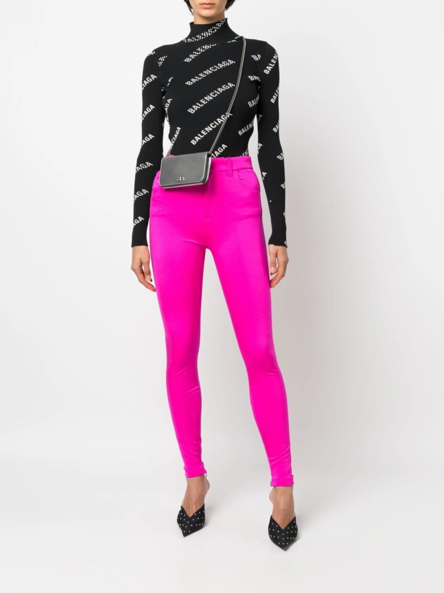 Colanti Balenciaga roz din spandex/elastan si poliamida - Img 2