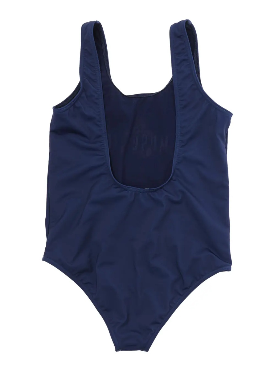 Costum de baie One-Piece Swimsuit 'Logo' with Square Neckline and Logo Print on Front in Tech Fabric Blue Girl - Img 2
