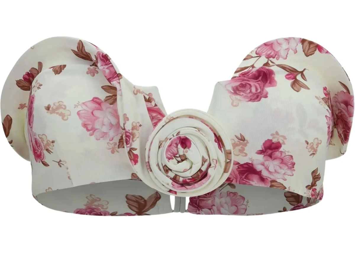 Costume Sculptural floral-print bandeau Swim Top - Img 5