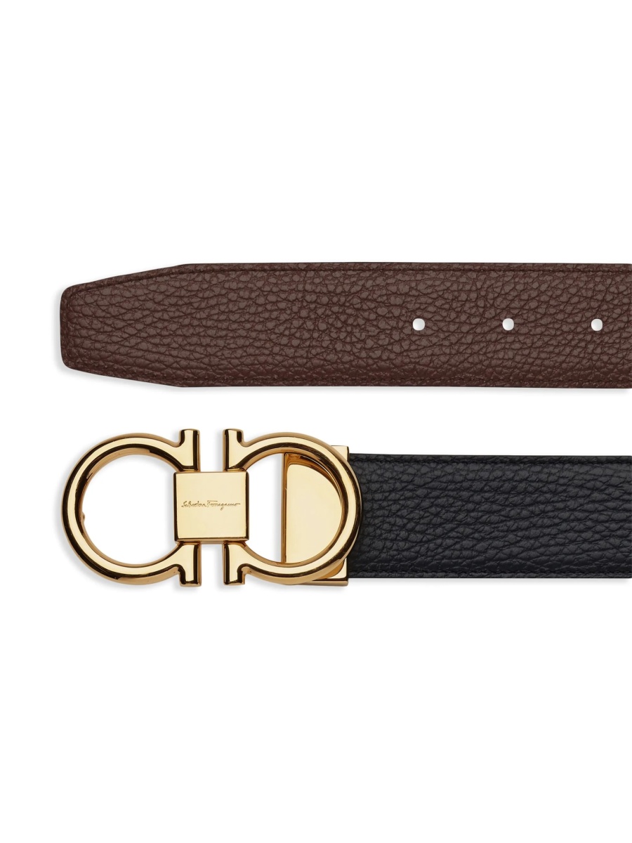 Curea Ferragamo gancini neagra din piele - Img 2
