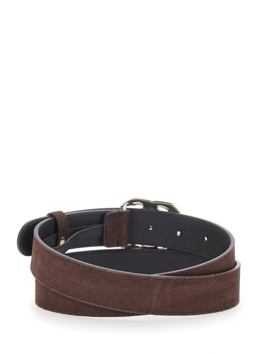 Curea Gucci maro din piele intoarsa - Img 2