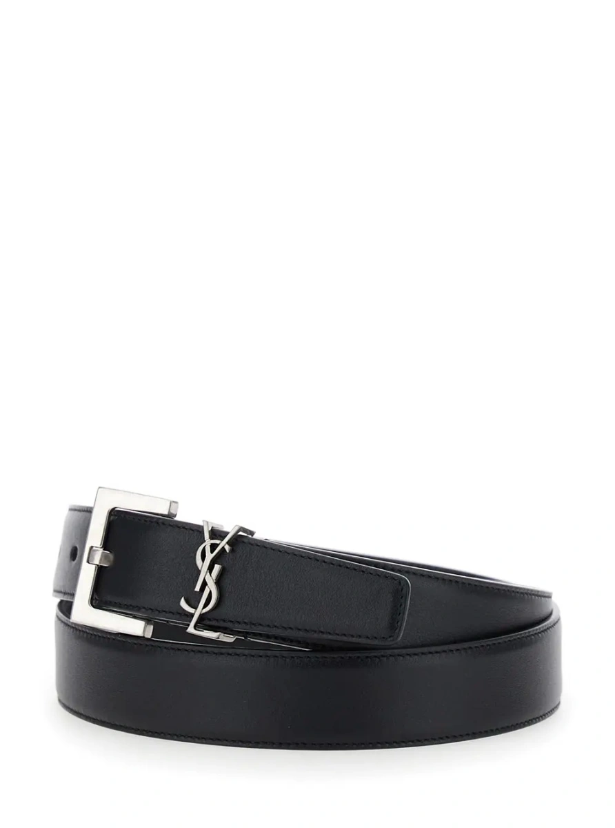 Curea Saint Laurent neagra din piele - Img 3