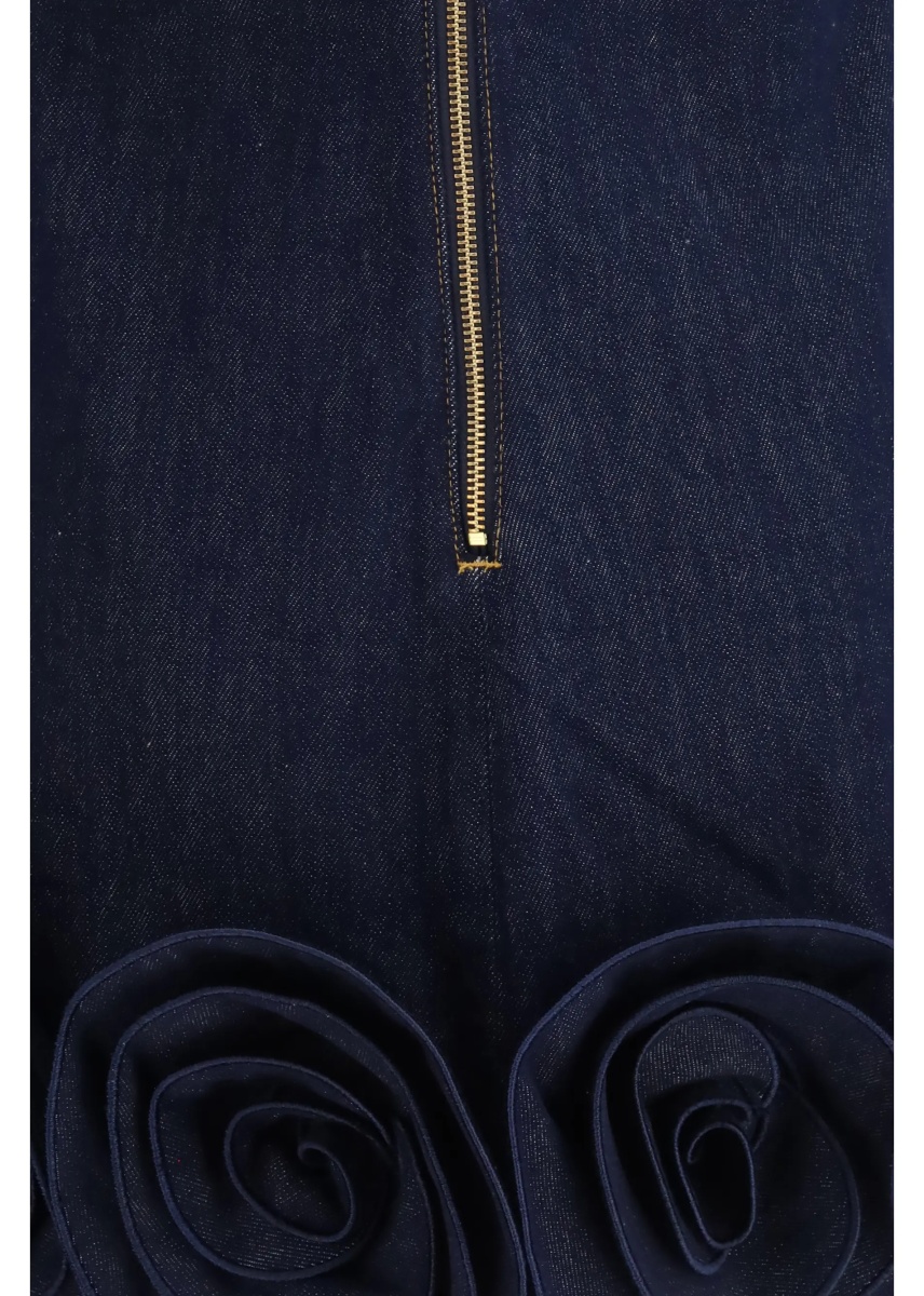 Denim 3d Flower mini Dress - Img 3