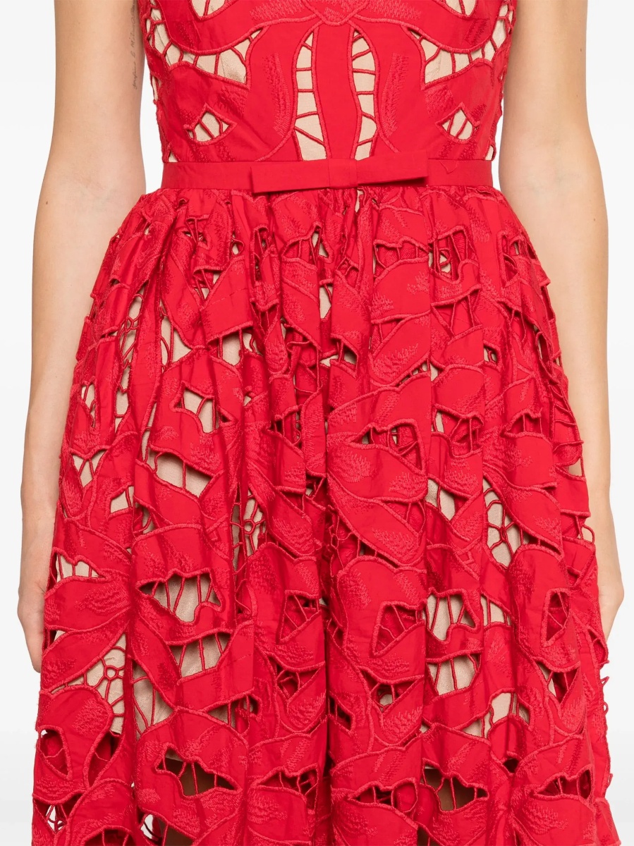 Embroidered Midi Dress With Bow - Img 5
