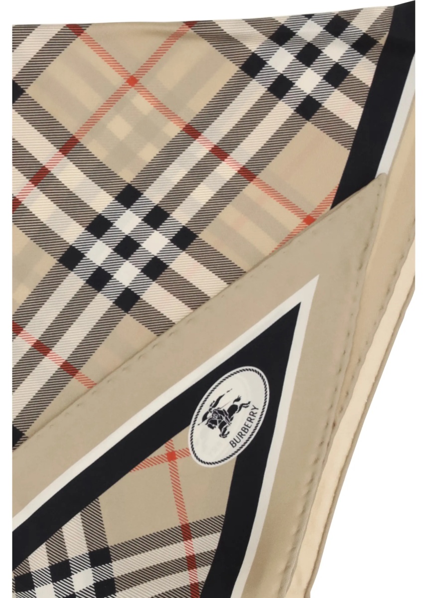 Esarfa Check silk Scarf with Knight Stamp - Img 3