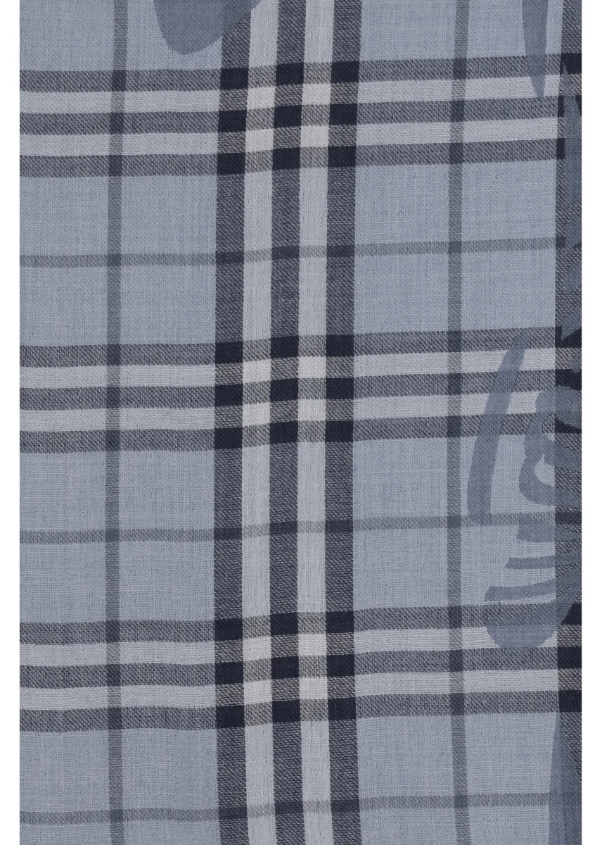 Esarfa Knight Check wool and silk Scarf - Img 3