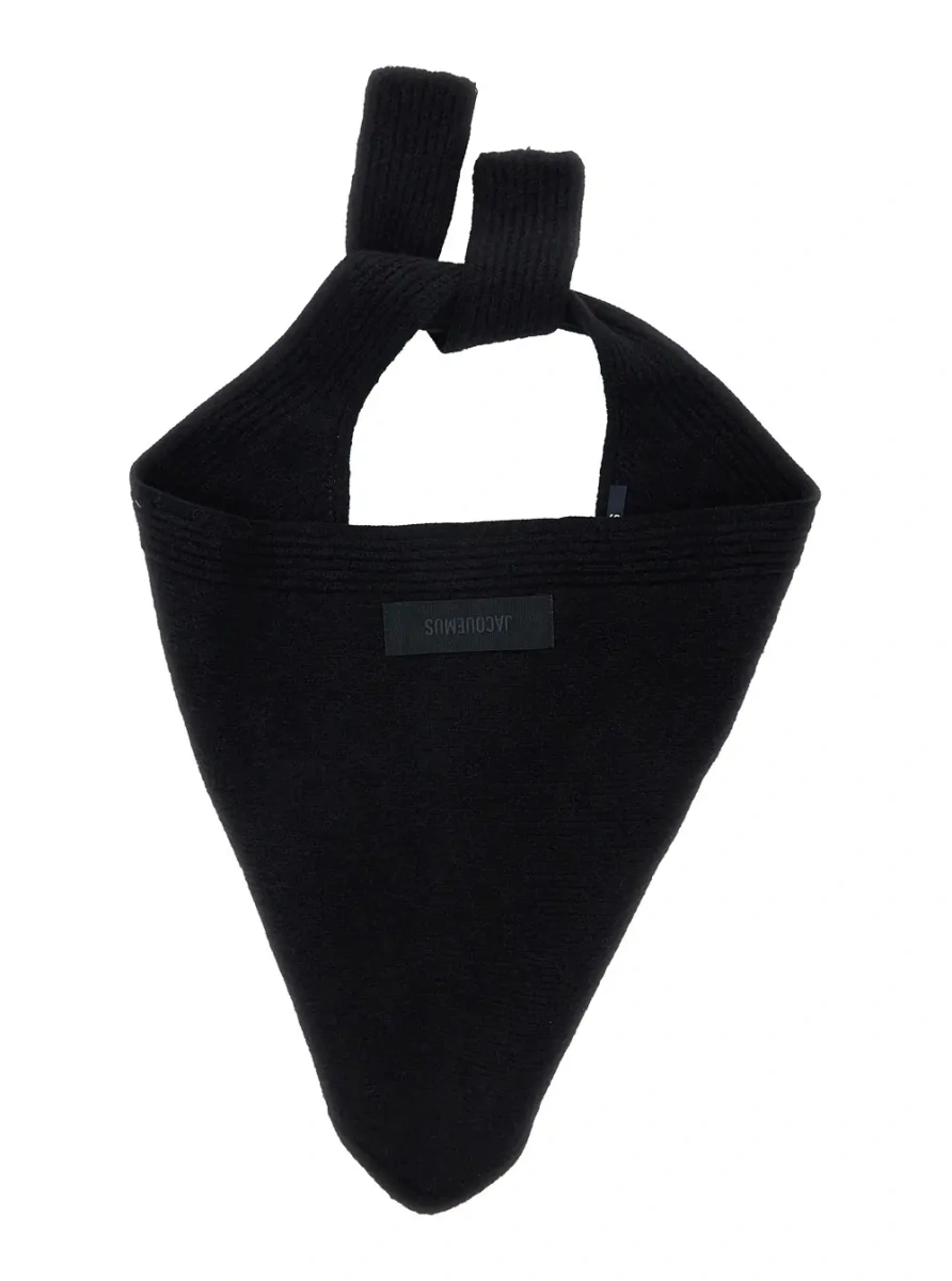 Esarfa LE CHALE GROS GRAIN is a unisex black alpaca and merino wool scarf - Img 2