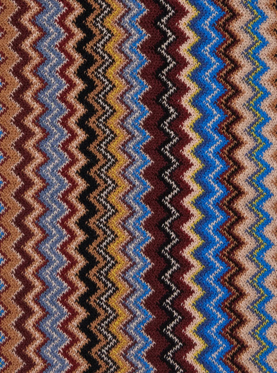 Esarfa multicolor Scarf with Zig Zag motif all-over and fringed edge in blend wool and fabric for men - Img 3