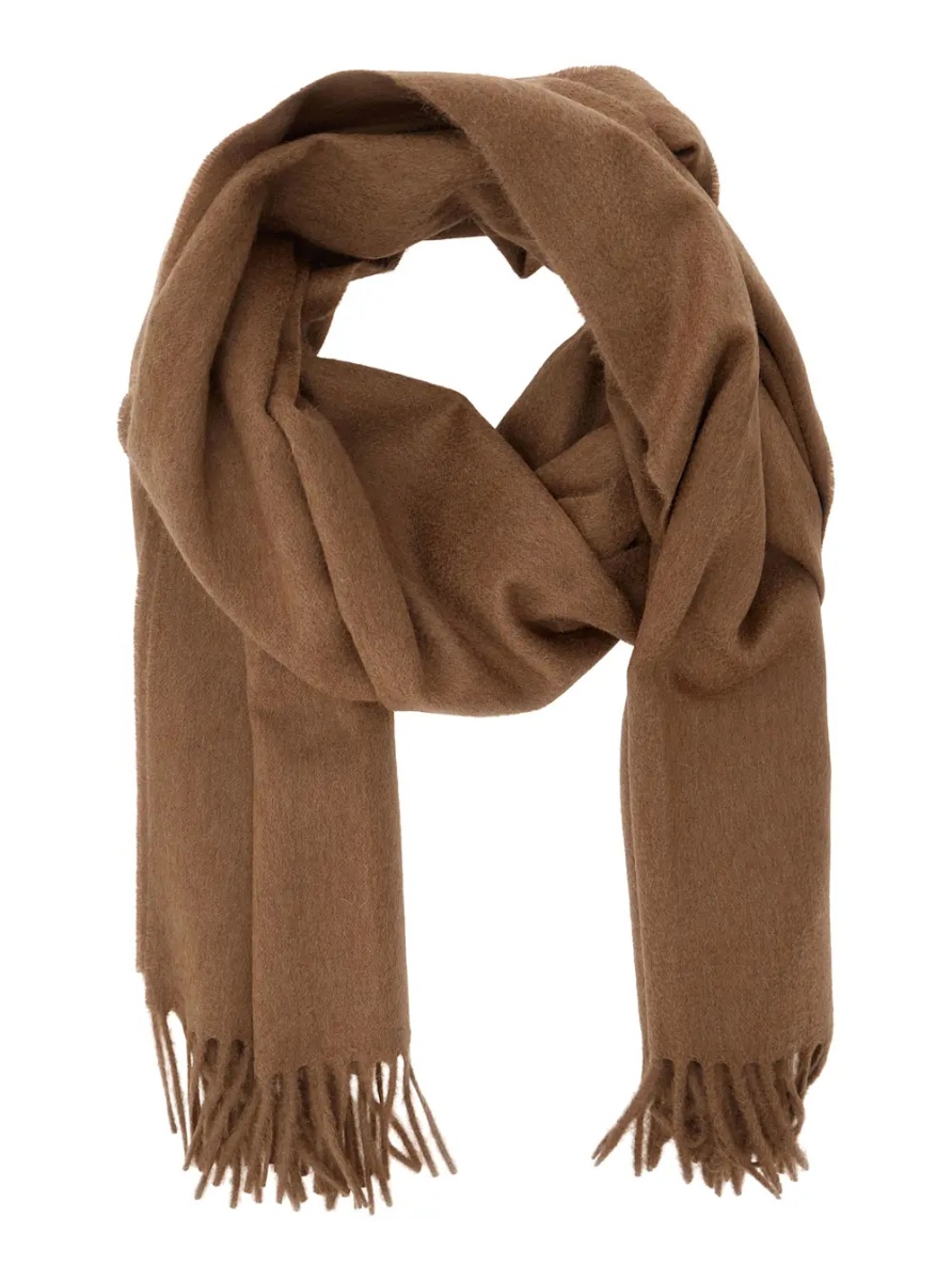 Esarfa Tartan scarf with elegant details in mixed fabric and beige for women - Img 2