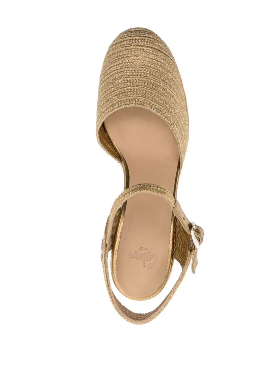 Espadrile CASTAÑER aurii din material textil - Img 4