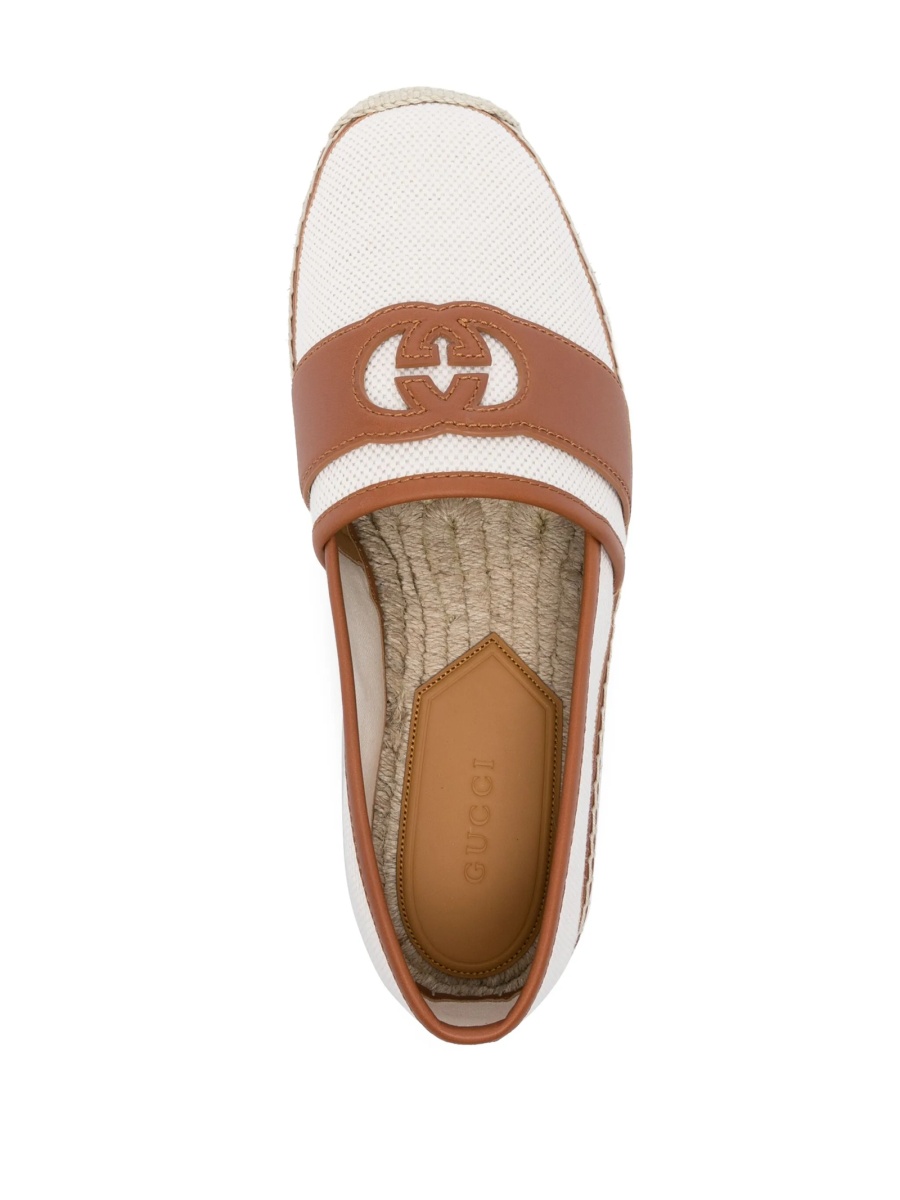 Espadrile Gucci albe din material textil si piele - Img 4