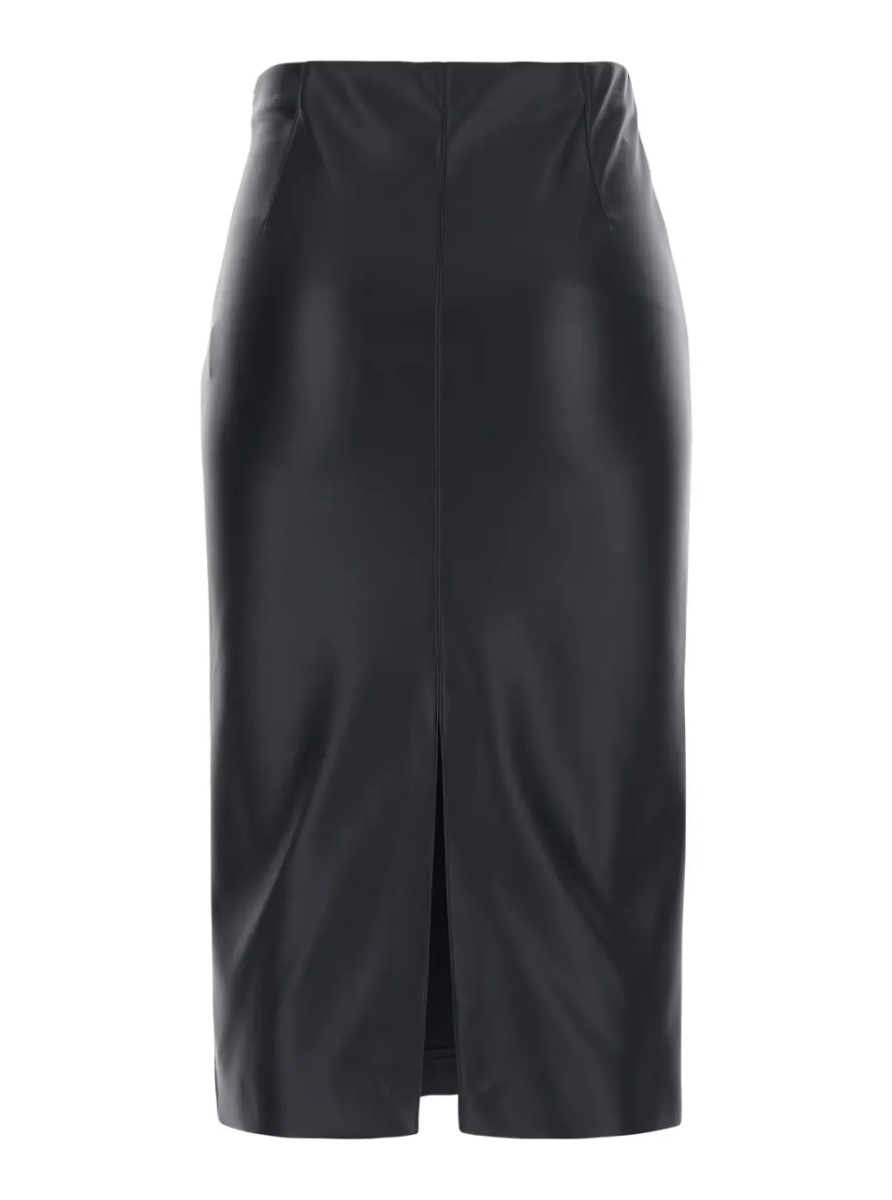 Fusta Black Midi Skirt in Eco Leather for Women - Img 2