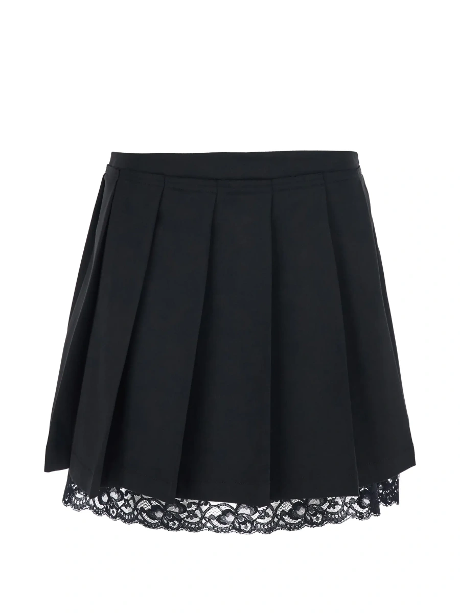 Fusta Black Skirt with lace edges and pleated design in wool and fabric blend Women - Img 6