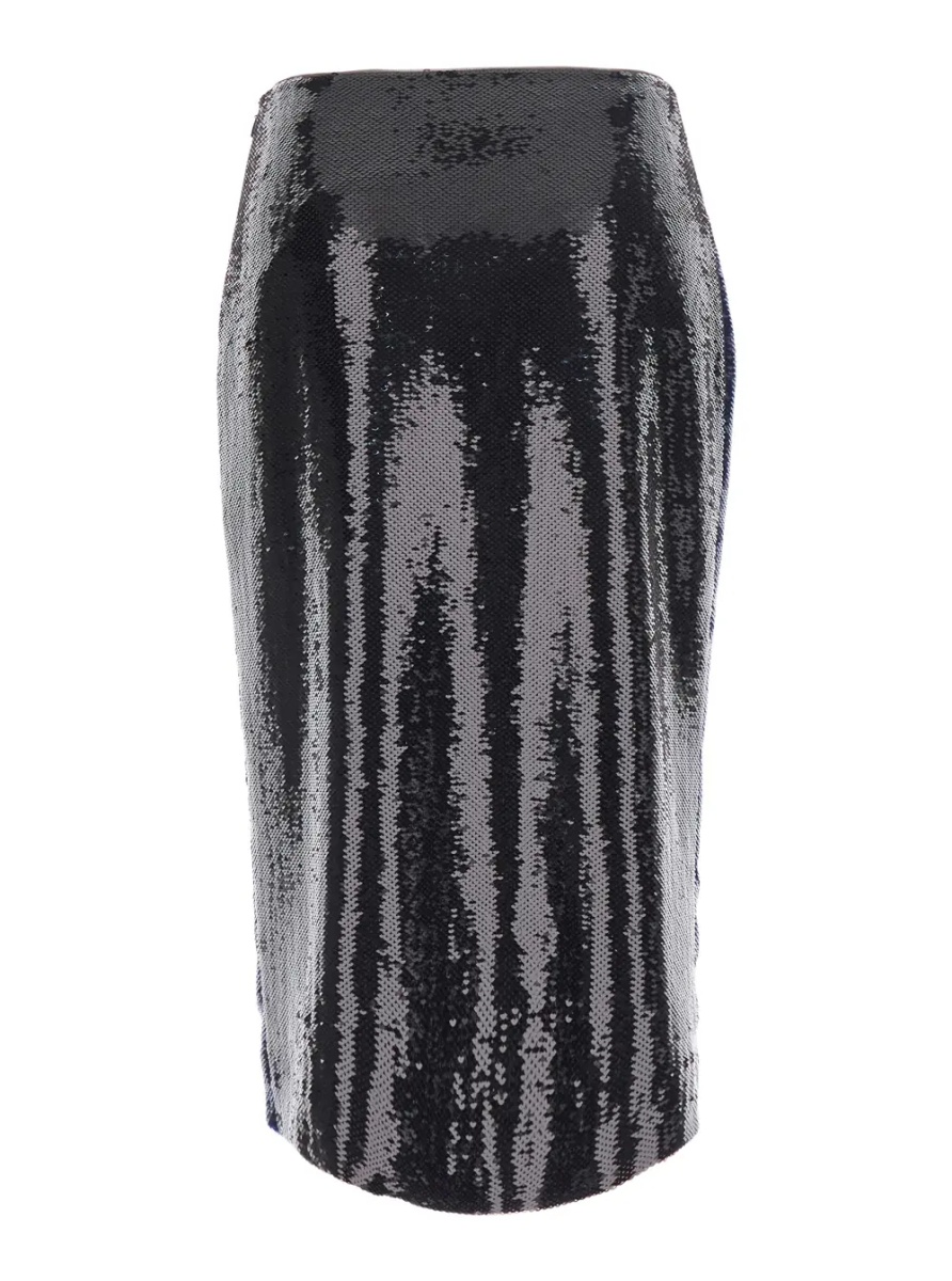 Fusta Blue Skirt with all-over sequins in stretch tech fabric for women - Img 2