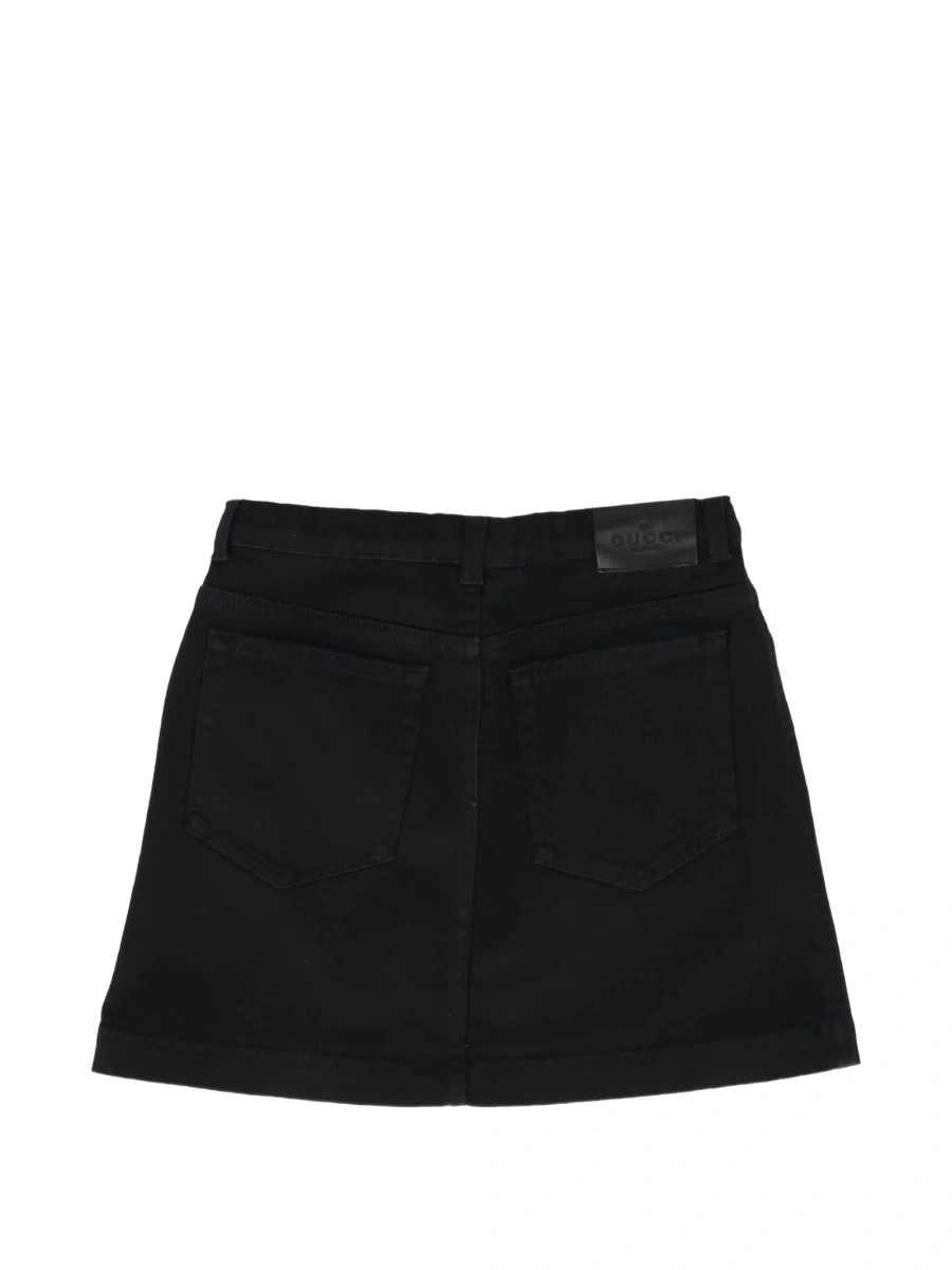 Fusta de blugi Gucci neagra din bumbac si elastan - Img 2