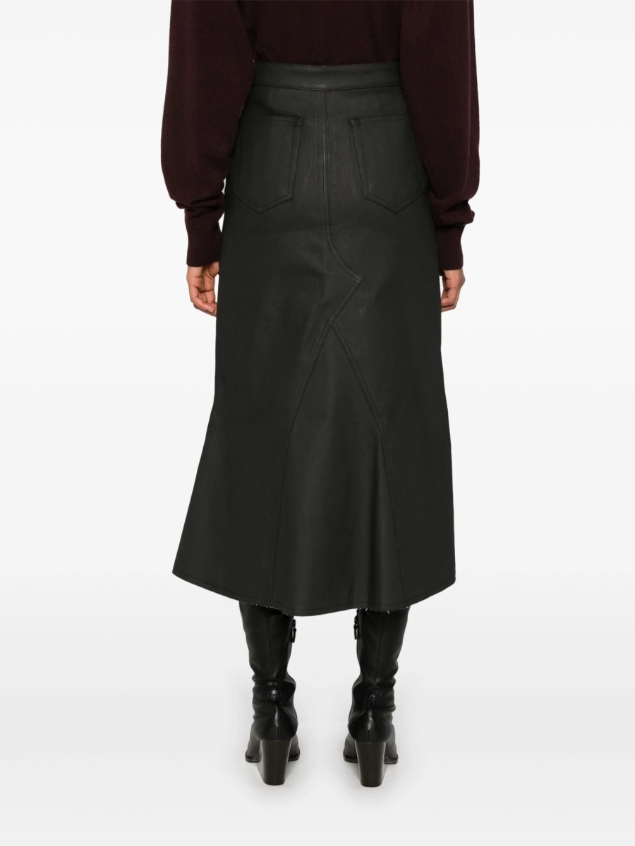 Fusta drepte Rick Owens neagra din bumbac si cauciuc - Img 4
