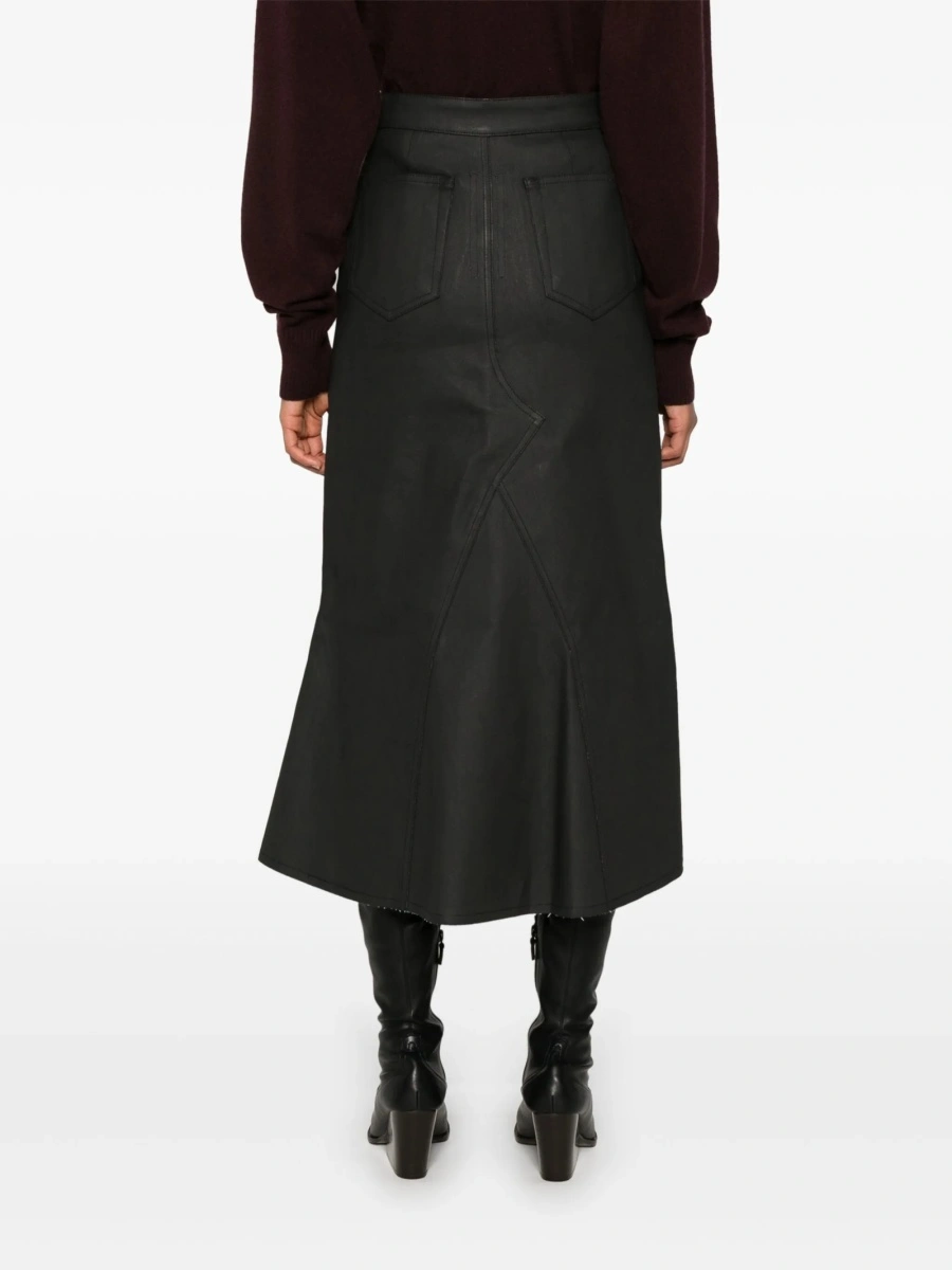 Fusta drepte Rick Owens neagra din bumbac si cauciuc - Img 4