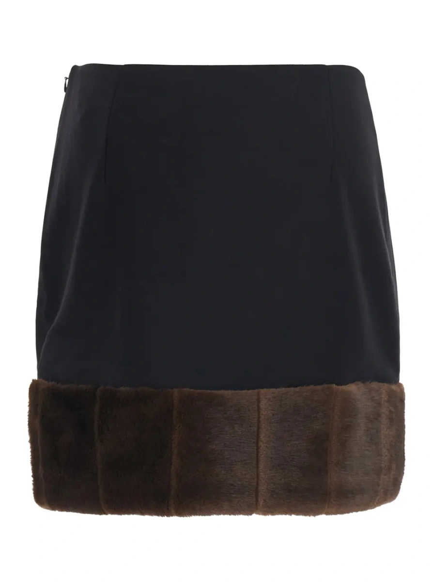Fusta DUELLA Skirt in synthetic fur with recycled polyester composition and black color for women - Img 2
