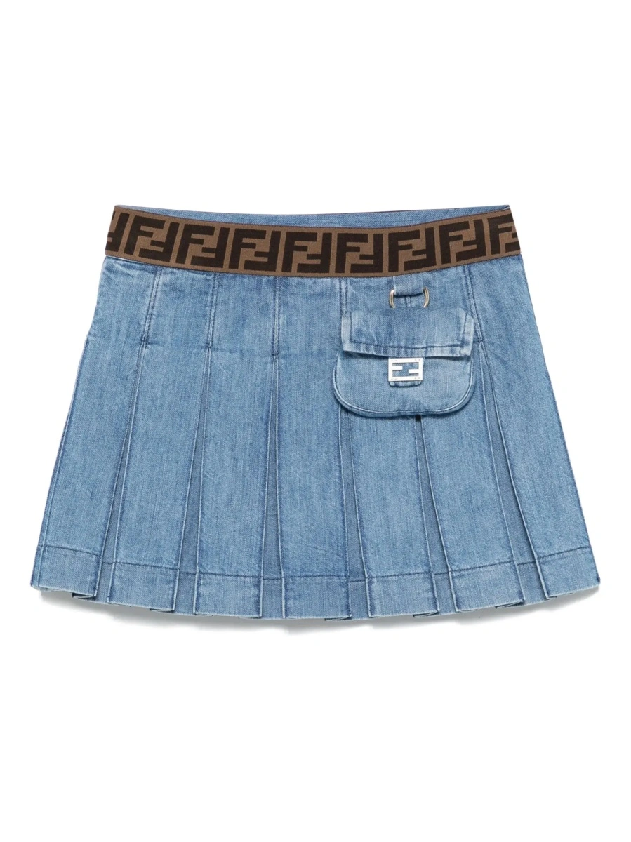 Fusta Fendi albastra din denim - Img 6