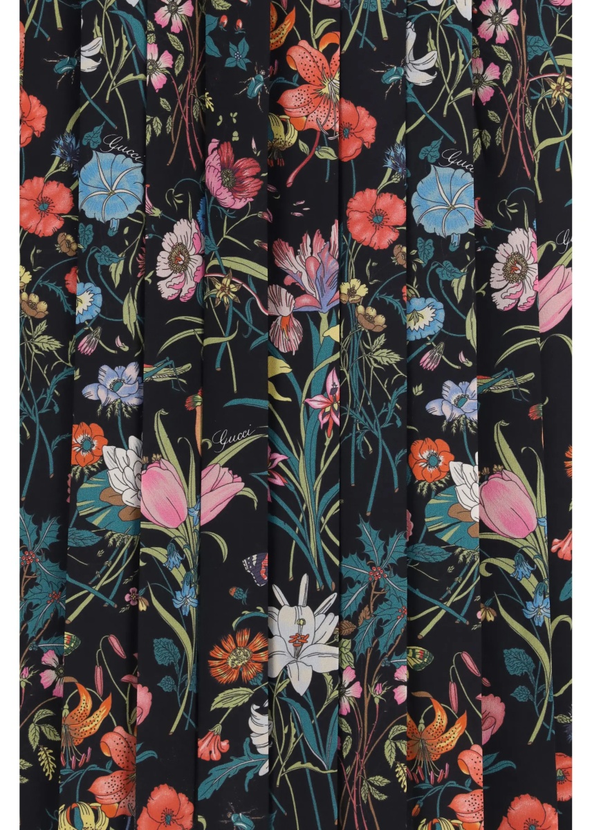 Fusta Flora printed silk midi Skirt - Img 3