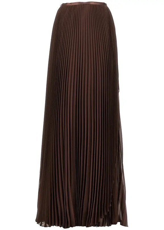 Fusta Pleated Crepe de Chine maxi skirt - Img 3