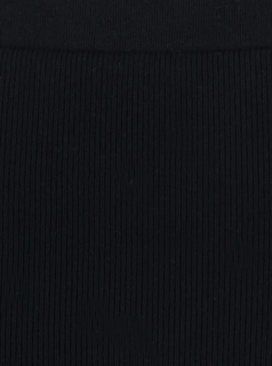 Fusta 'Zucca' Black ribbed skirt in wool for women - Img 3
