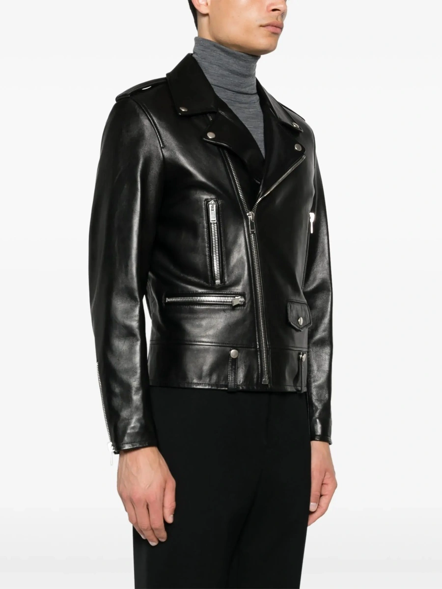Geaca biker Saint Laurent neagra din piele - Img 5
