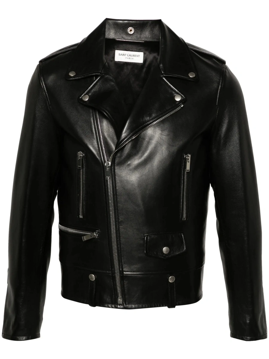 Geaca biker Saint Laurent neagra din piele - Img 8