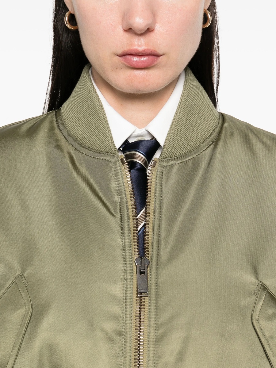 Geaca bomber Saint Laurent verde din poliamida - Img 5