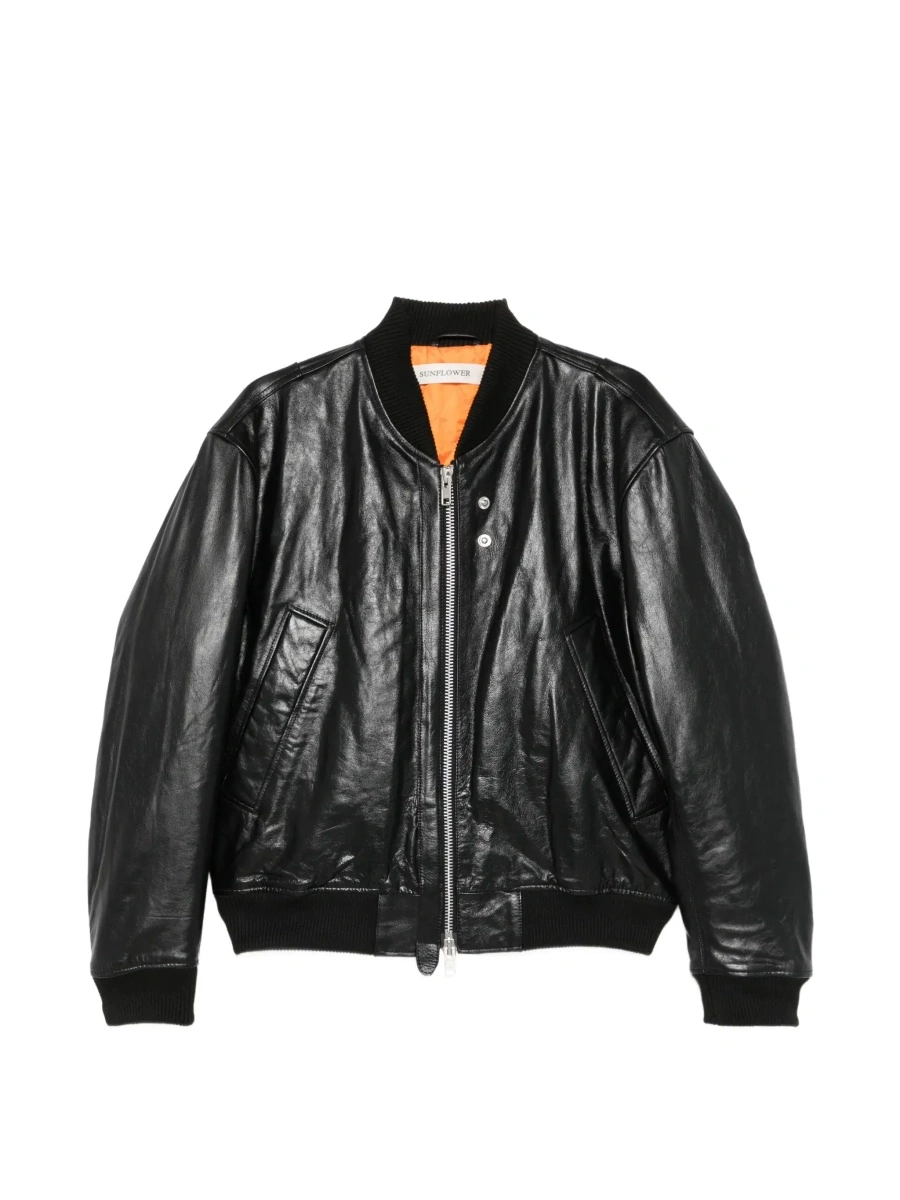 Geaca bomber SUNFLOWER neagra din piele - Img 8