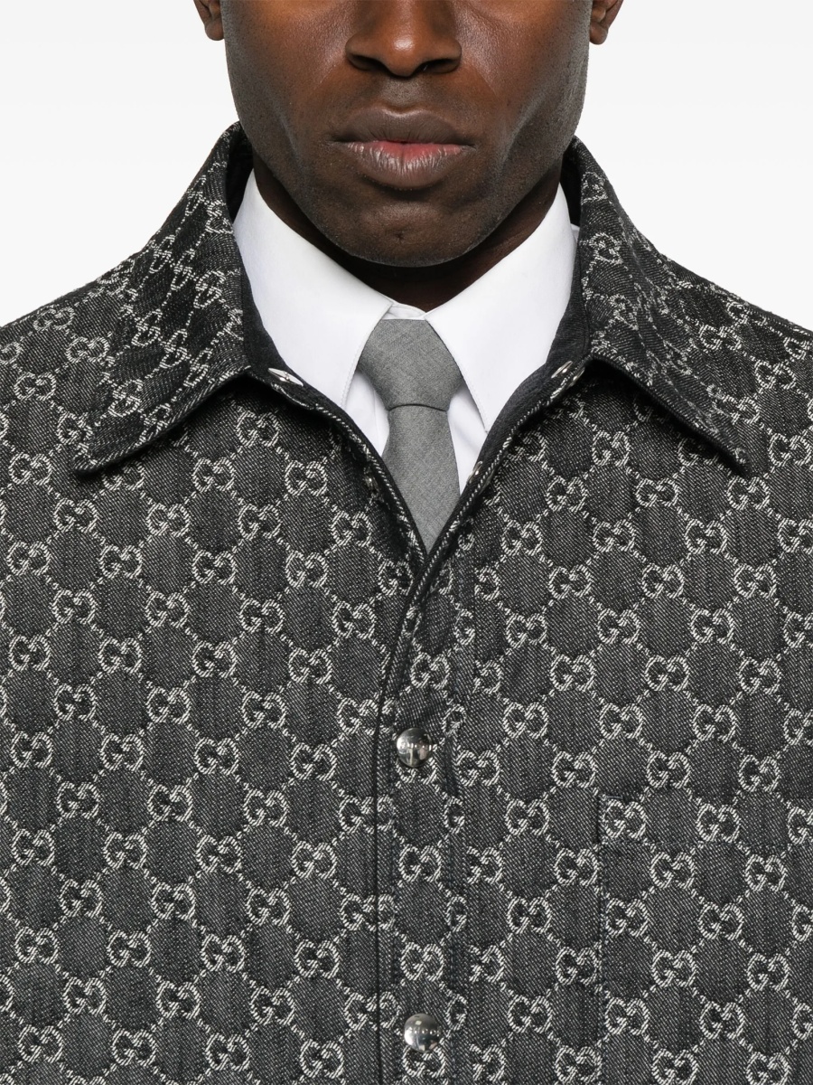 Geaca de blugi Gucci gri din bumbac si polyester - Img 5