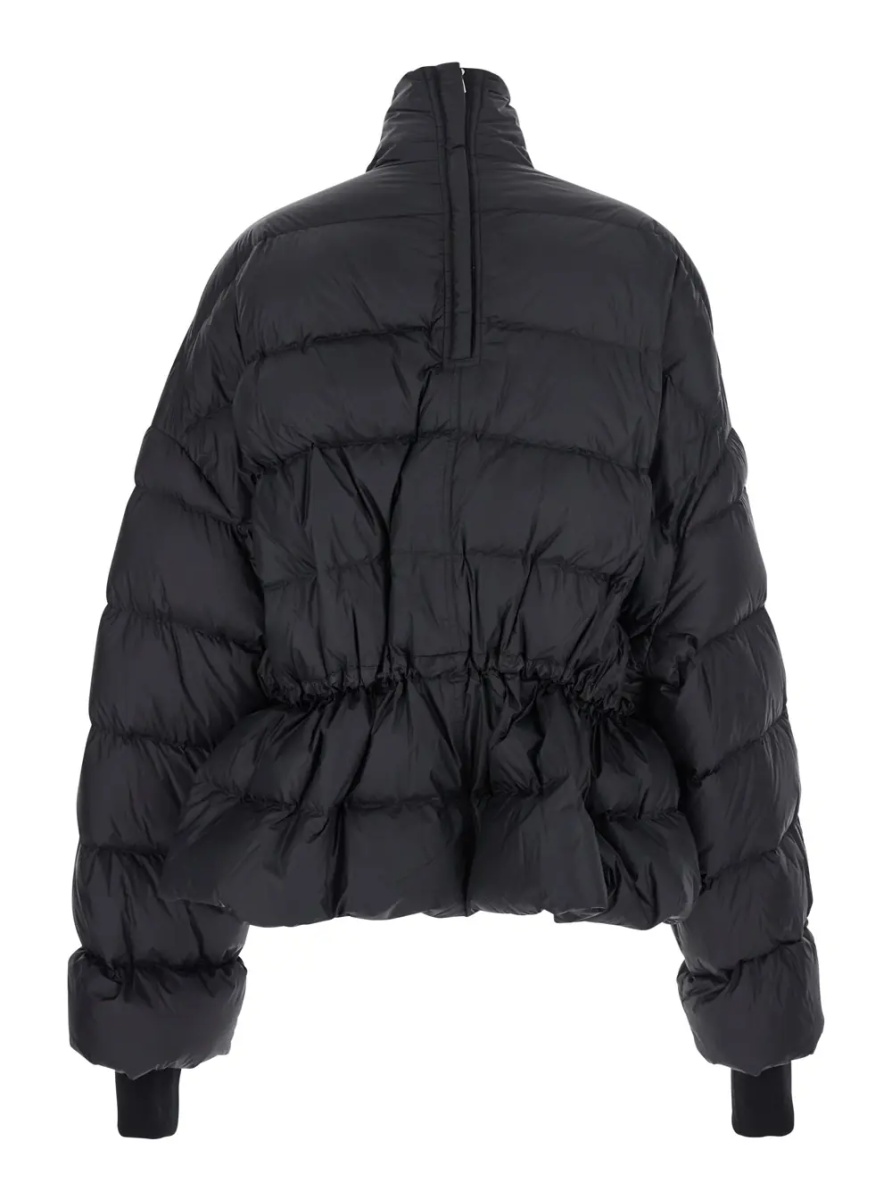 Geaca de Iarna Black Down Jacket with Drawstring Waist and High Neck in Tech Fabric Woman - Img 2