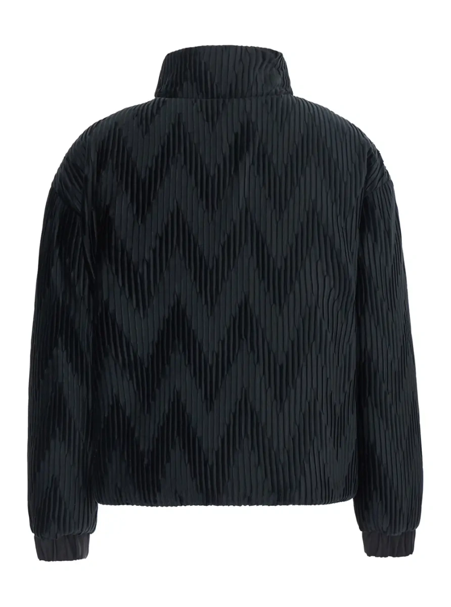 Geaca de Iarna Black High-neck down jacket with front zip closure and knit detailing in Tech Fabric for women - Img 2
