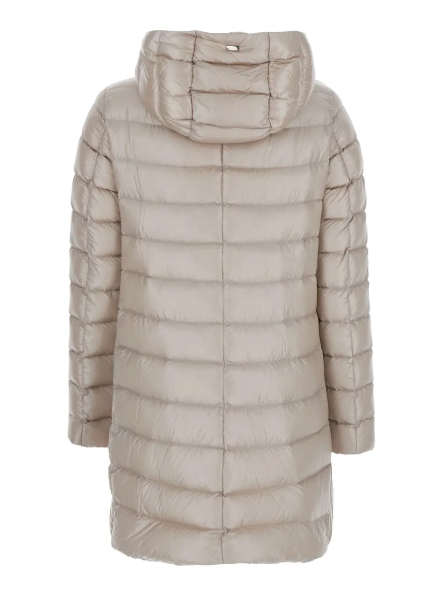 Geaca de Iarna Down jacket with hood and drawstring in tech fabric beige women - Img 2