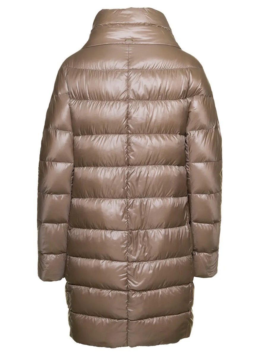 Geaca de Iarna Long down jacket with funnel neck and Tech Fabric beige woman - Img 2