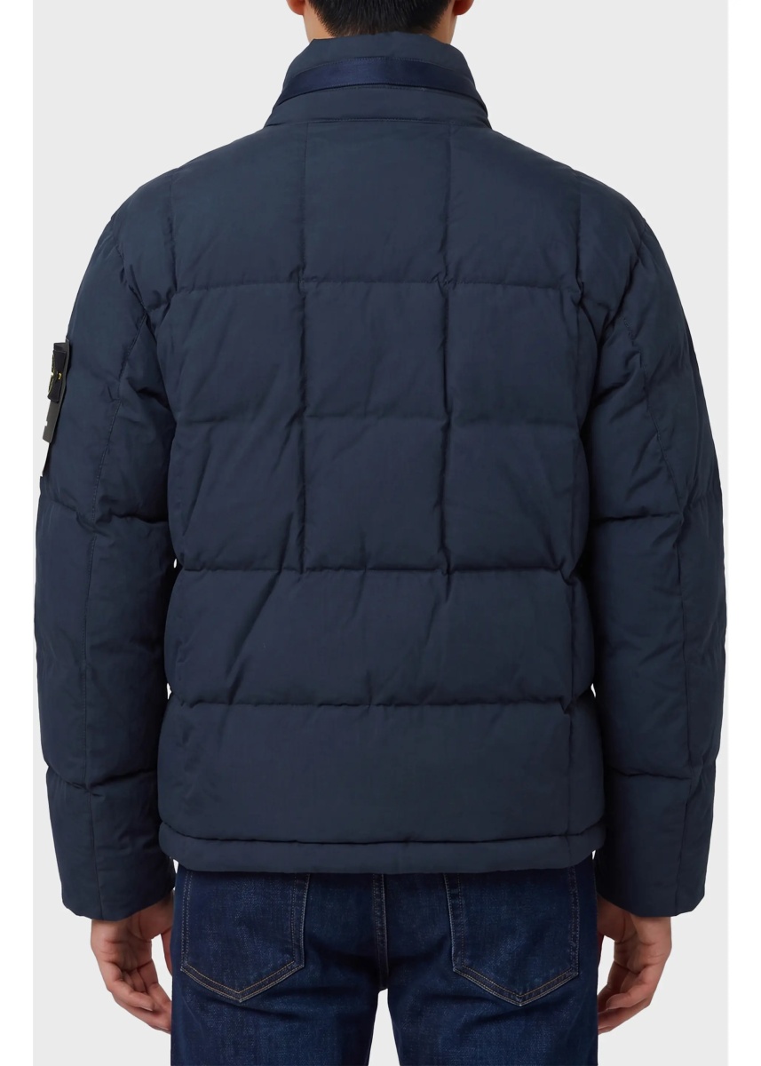 Geaca de Iarna Navy Cotton And Nylon Canvas Down Jacket - Img 3