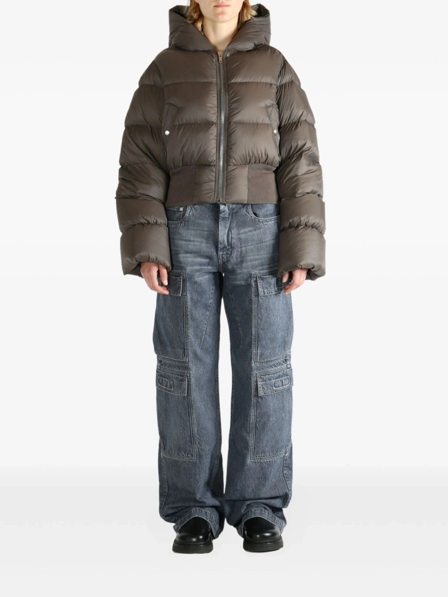 Geaca de iarna Rick Owens gri din lana si nylon - Img 2
