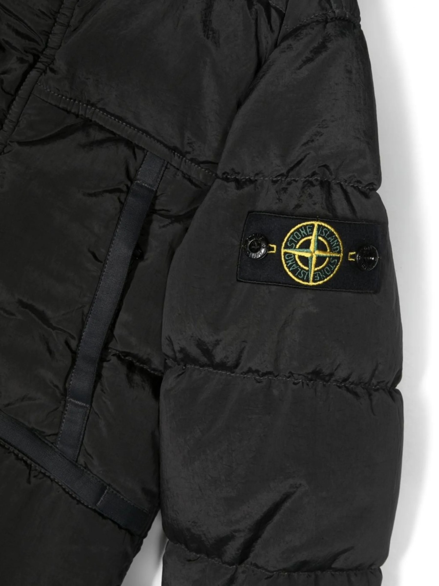 Geaca de iarna Stone Island neagra din rasina poliuretanica si poliamida - Img 3