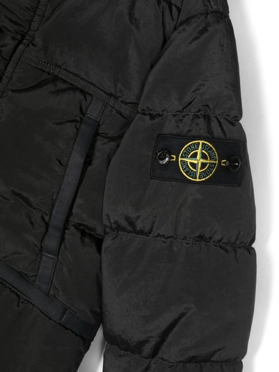 Geaca de iarna Stone Island neagra din rasina poliuretanica si poliamida - Img 3