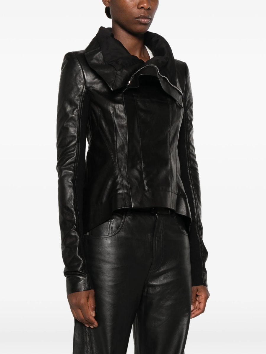 Geaca de piele Rick Owens neagra din piele - Img 3